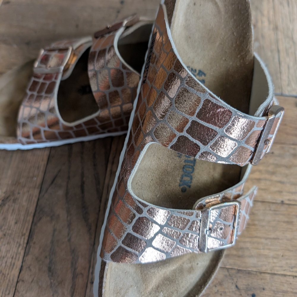 Birkenstock Rose gold alligator